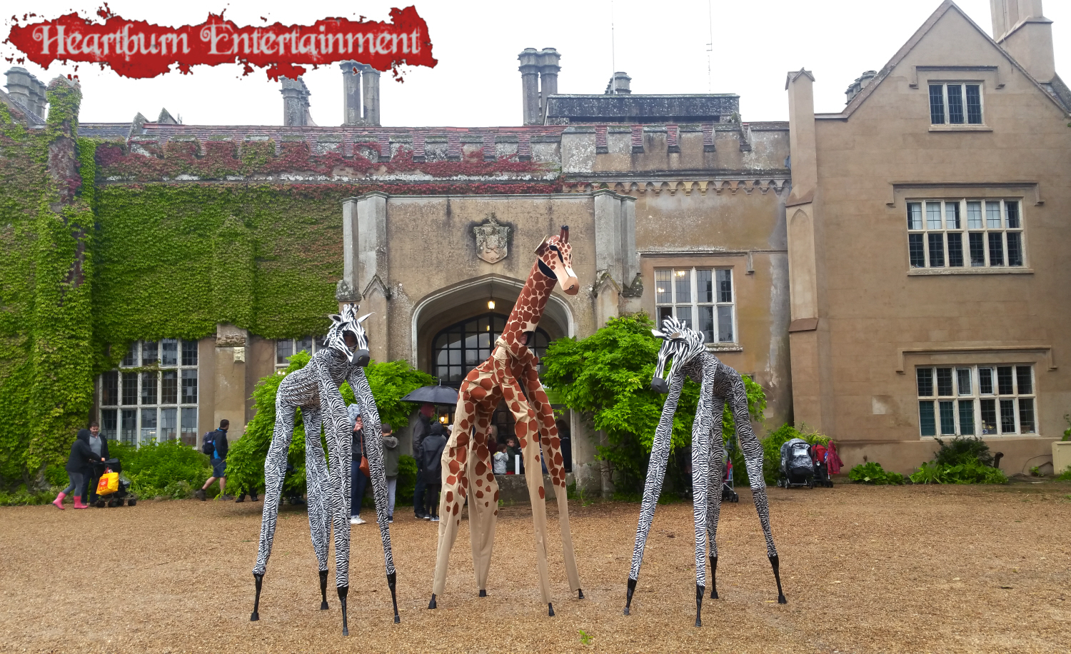 Hire animal stilt walkers Hire giraffe stilt walker Hire Zebra