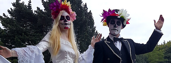 day of the dead stilt walkers